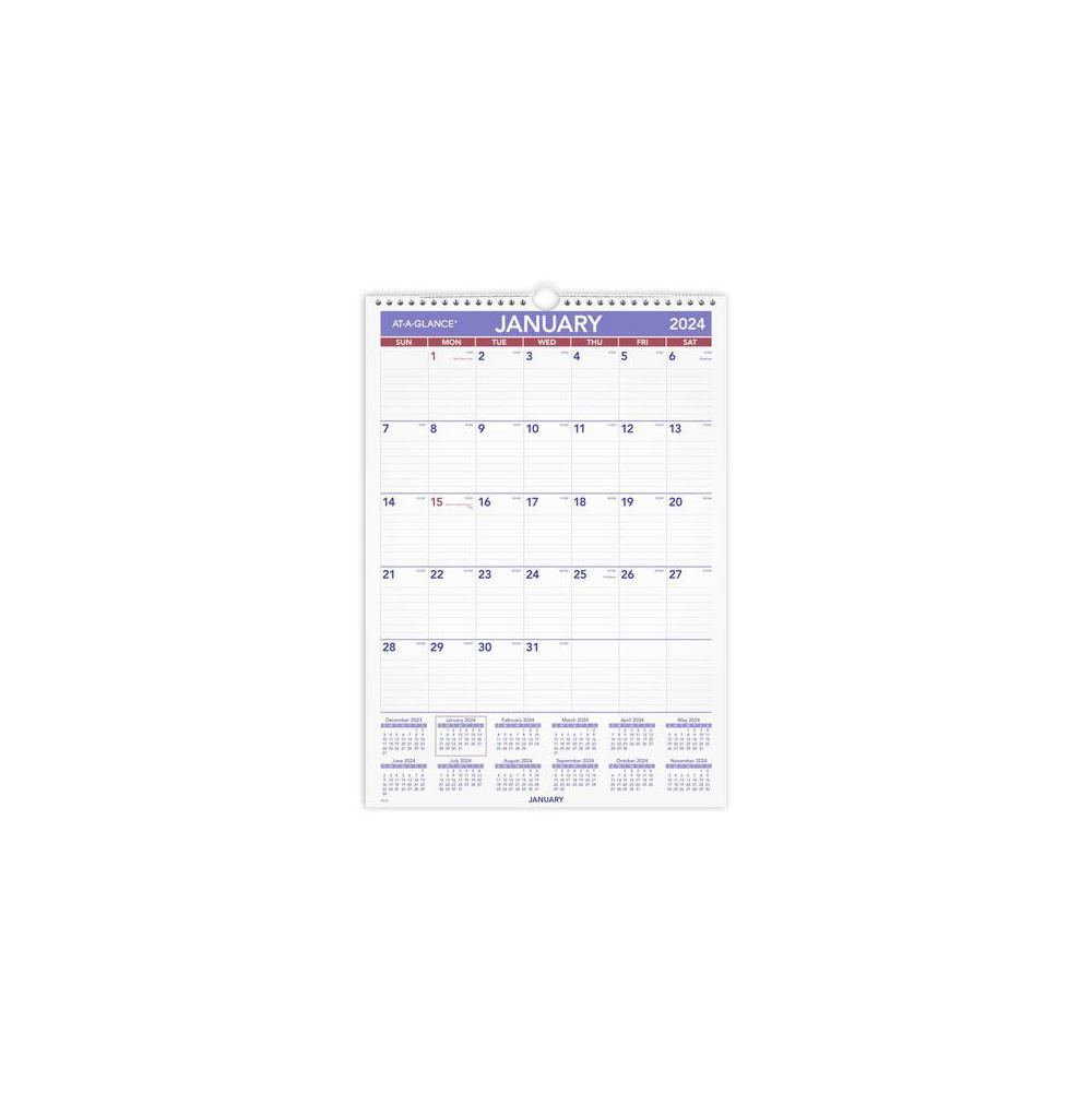 2024 AtAGlance Monthly Wall Calendar 12"x17"